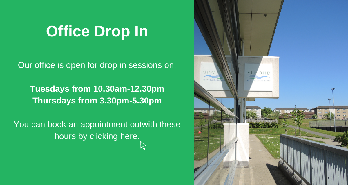 Office drop in open Tuesdays 10.30am-12.30pm and Thursdays 3.30pm-5.30pm