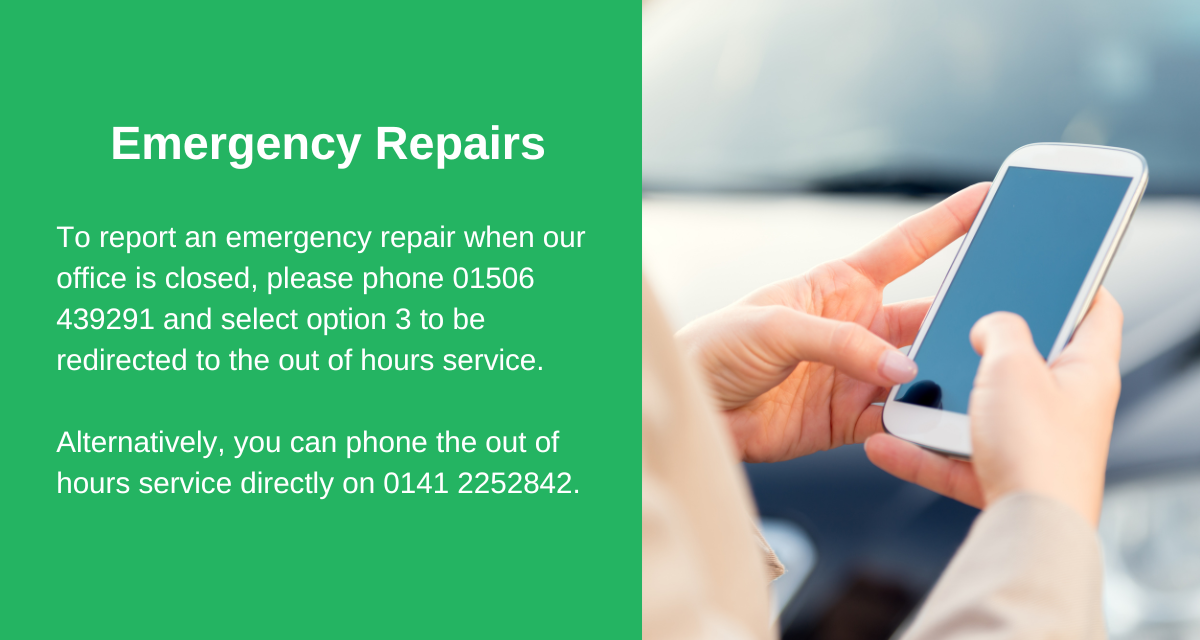 To report an emergency repair please phone 01412252842